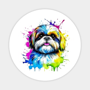 Colorful Shih Tzu Splatter Art - Adorable Canine Delight Magnet